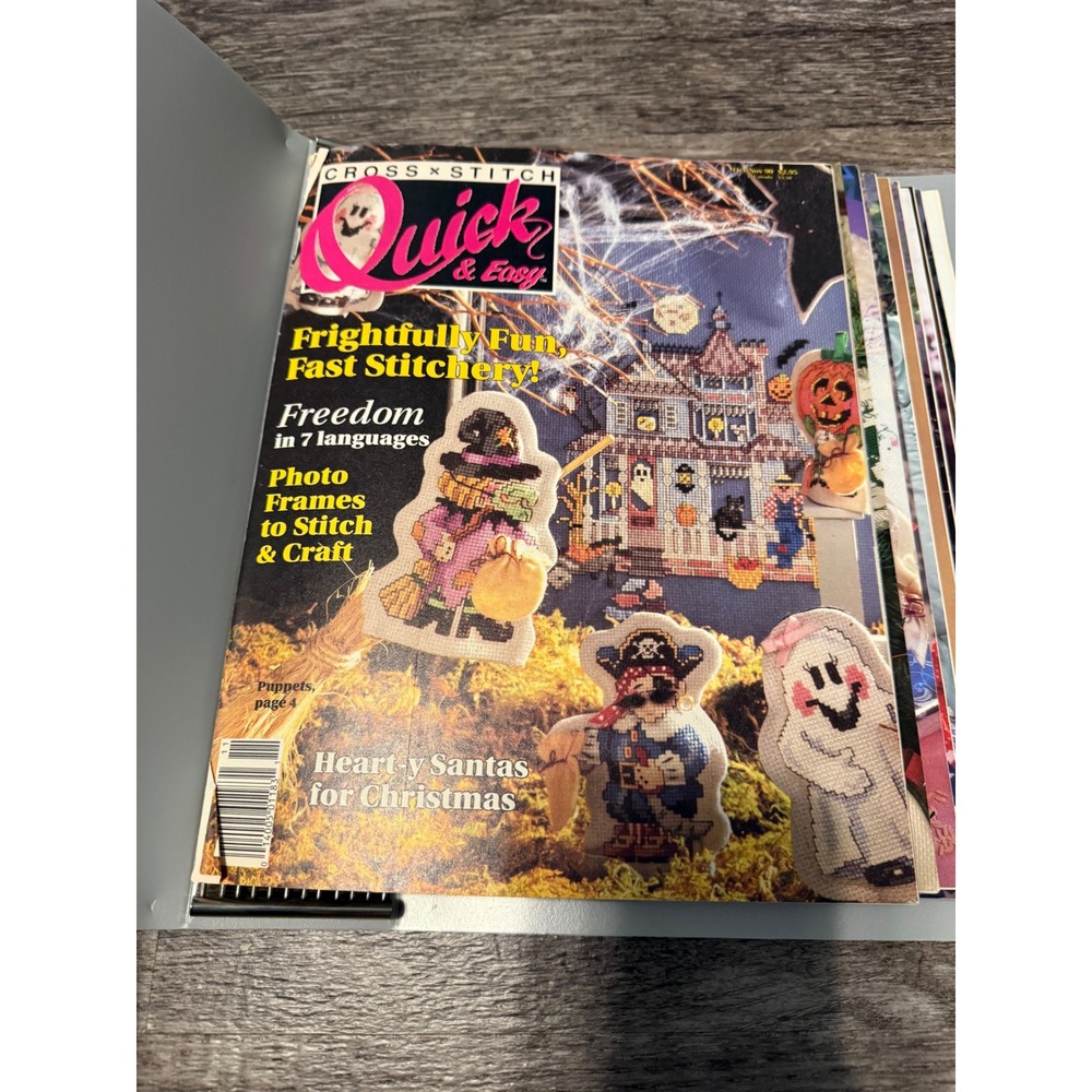 Vintage Cross Stitch Country Crafts Magazine Binder Lot 1990 1991 Patterns Quick - Picture 2 of 6